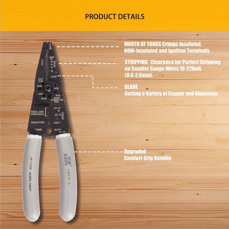 Kotto 8 Inch Self-Adjusting Wire Stripper & Cutting Pliers Tool Kit with Storage Bag - Image 3